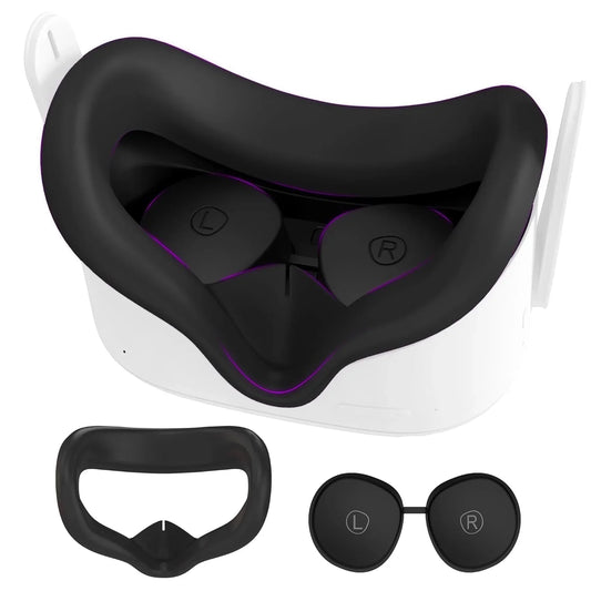 Oculus Quest 2 Face Pad Cover with Lens Protectors — Washable Silicone VR Cover for Meta Quest 2 Accessories