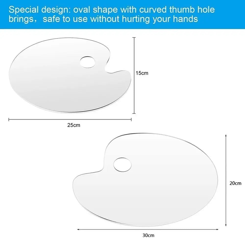 Acrylic Clear Paint Tray – High-Quality Transparent Oval Palette for Gouache & Pigment Painting Supplies