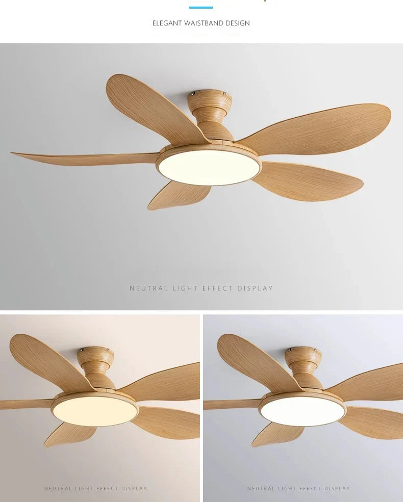 52-inch Modern LED Ceiling Fan — 60W Low Floor DC Motor, 35W Light, Remote Control, 110-220V