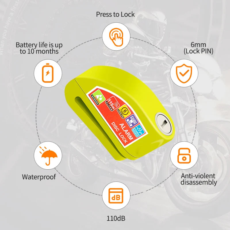 Aluminum Alloy Motorcycle/Bicycle Lock Alarm: Disc Padlock for Safety Protection - Anti-Theft Reminder Rope, Bag Accessory