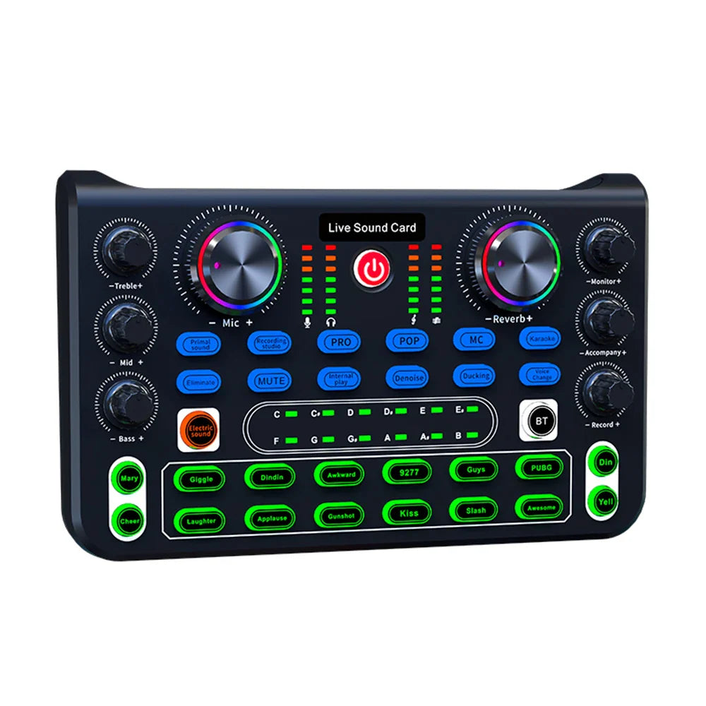 X60 Voice Changer Sound Card – Sound Mixer Board with Multiple Effects for Live Streaming & Music Recording
