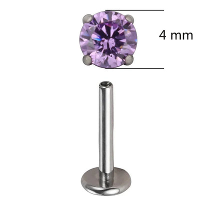 ASTM F136 Titanium CZ Labret Stud Earrings for Ear, Lip & Nose Piercings