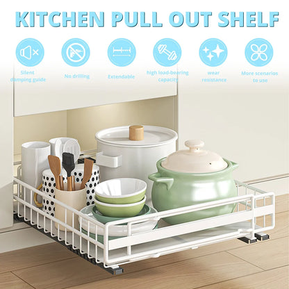 Pull-Out Cabinet Organizer - Slide-Out Kitchen Pantry Storage Drawer