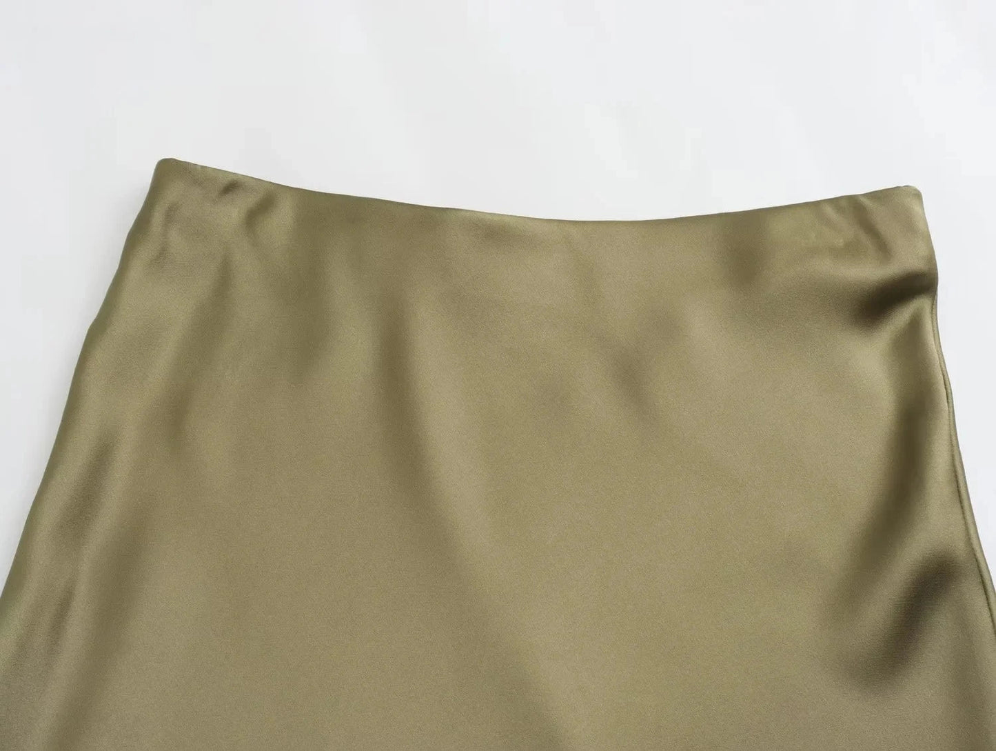 TRAFZA 2024 Y2K Women’s Long Skirt – Elastic High-Waist A-Line Satin Skirt for Spring Casual & High Street Fashion