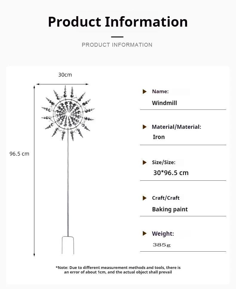 Creative 360-Degree Rotating Metal Windmill – Garden Lawn Yard Decoration & Ornament