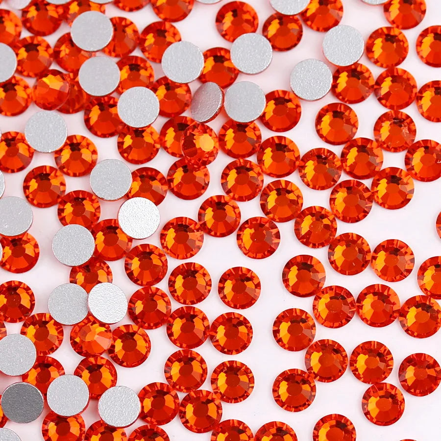 Glass Crystal Flatback Rhinestones Set SS6–SS30 – Non-Hotfix Round Glue-On Gems for Nail Art, DIY Crafts & Jewelry Decoration