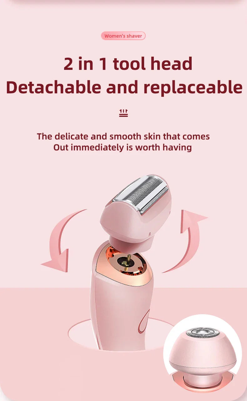 Painless Hair Removal Epilator - USB Rechargeable Trimmer for Women, Body, Face, Leg, Armpit, Bikini, and Pubic Shaver
