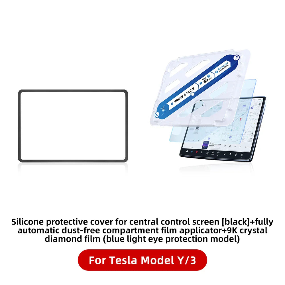 YZ Tempered Glass Screen Protector for Tesla Model 3/Y – Anti-Glare HD Center Console Film Protection Accessories