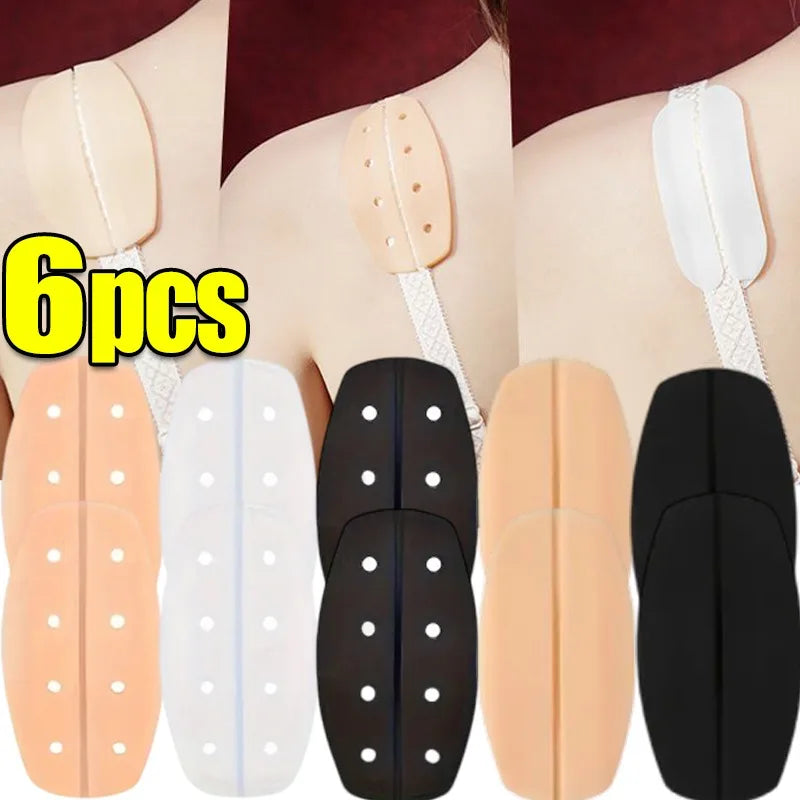 2/6PCS Silicone Non-Slip Bra Strap Pads – Soft Shoulder Cushions for Women Pain Relief