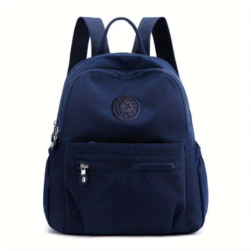 Solid Color Nylon Backpack - Lightweight, Fashion Daypack for Work and Travel, Luggage-Hangable School Bag