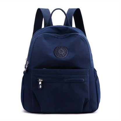 Solid Color Nylon Backpack - Lightweight, Fashion Daypack for Work and Travel, Luggage-Hangable School Bag