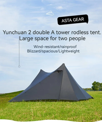 ASTA GEAR Yun Chuan 15D Nylon Ultralight Tent – Double-Sided Silicon-Coated, Rodless Pyramid Design for Camping & Hiking