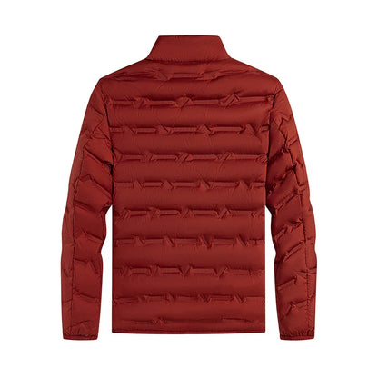 Graphene Self-Heating Down Jacket for Men – Solid Windproof, Pleated Stand Collar, Warm Winter Outerwear