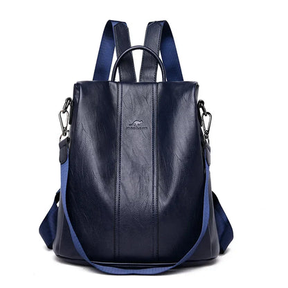 Anti-Theft Leather Backpack for Women - Vintage Shoulder Bag, High Capacity Travel and School Backpack, Mochila Feminina