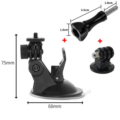 Suction Cup Car Mount with Tripod Adapter — Phone & GoPro Holder for Action Cameras