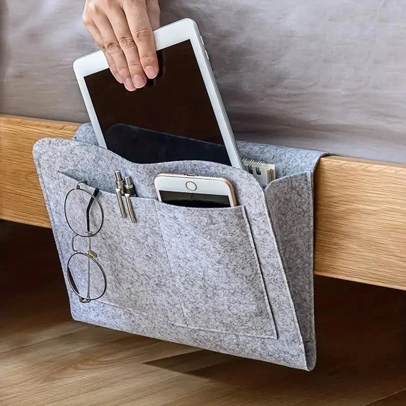 Bedside Hanging Storage Organizer — Phone, Remote, Tissue & Book Holder for Home