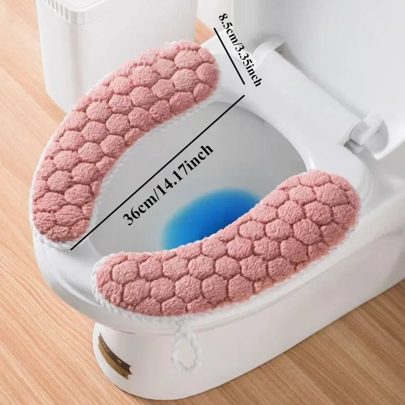 Universal Thickened Toilet Seat Cushion Cover – Soft Warm Anti-Slip Washable Reusable Bathroom Seat Pad for Winter Comfort