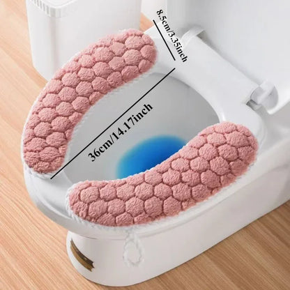Universal Thickened Toilet Seat Cushion Cover – Soft Warm Anti-Slip Washable Reusable Bathroom Seat Pad for Winter Comfort