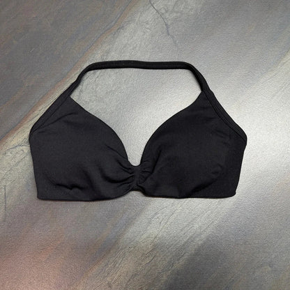 Impact Strappy Halter Sports Bra – Light Support Seamless Gym & Yoga Crop Top with Padding
