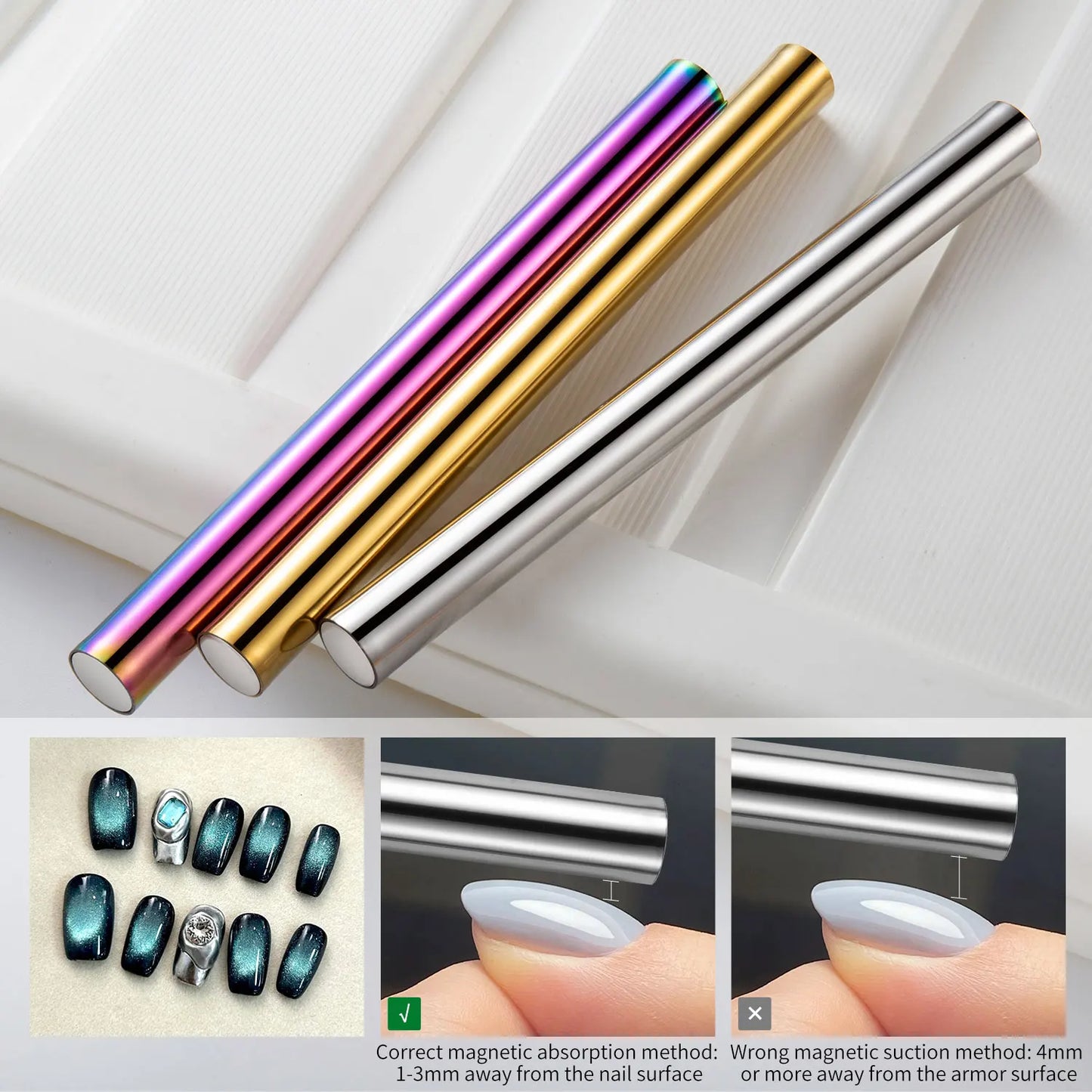 Cat Eye Nail Magnetic Stick – Cylindrical Magnet for UV Gel Polish Snowlight Glitter Manicure Design