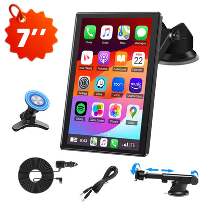 7/8/9'' Car Mirror Radio Display – Wireless CarPlay & Android Auto Multimedia Screen with Portrait & Landscape Support