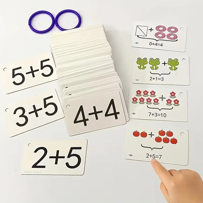 Addition & Subtraction Math Cards - 132-Piece Mental Arithmetic Learning Set for Kids