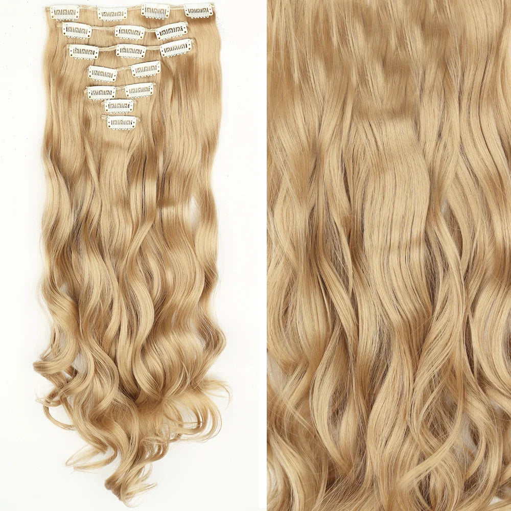 Women’s 7Pcs Hair Extensions with 16 Clips – Natural Black Straight Ombre Hairpiece