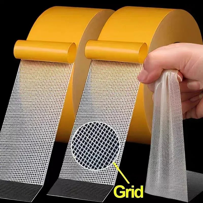 Super Thin Strong Double-Sided Adhesive Tape - Heavy Duty, Waterproof, Traceless Mesh Grid Carpet Tape