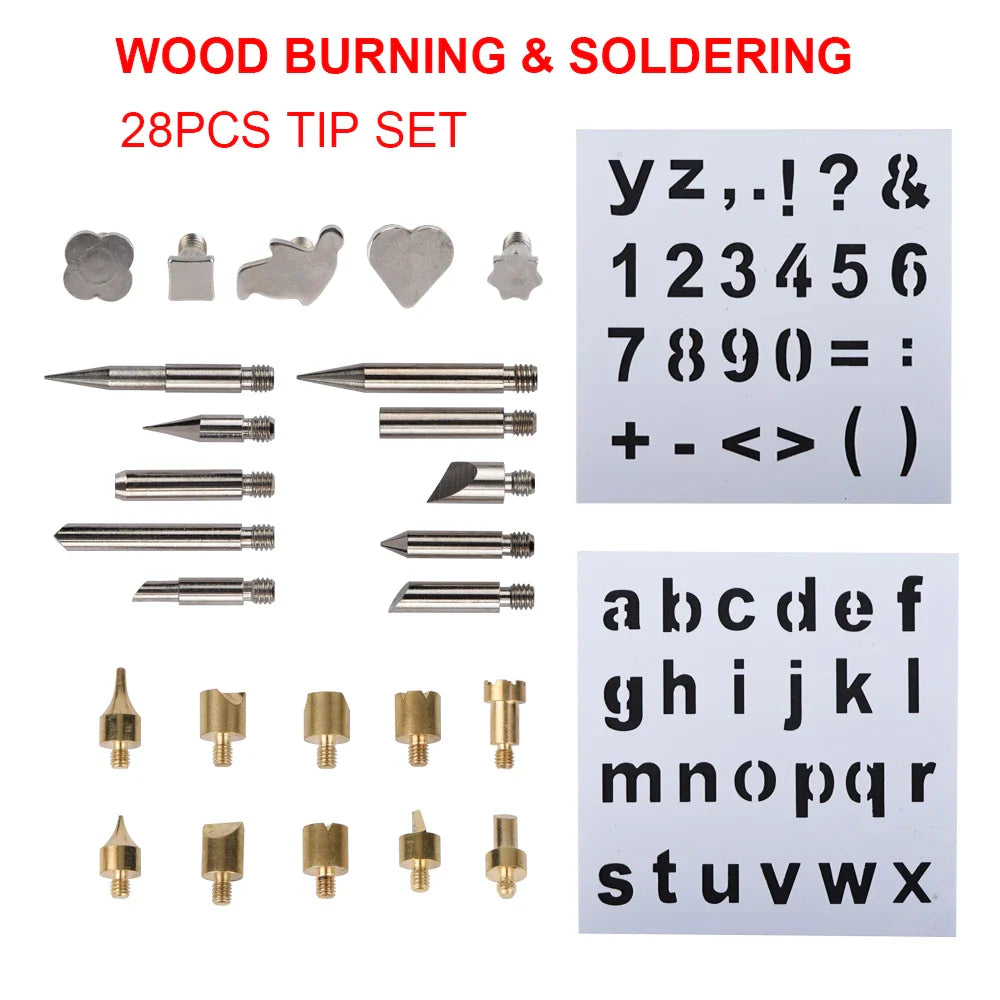 JCD 80W Electric Engraving & Soldering Pen – Wood Burning Pyrography Kit with 28 Craft Tips (908S)