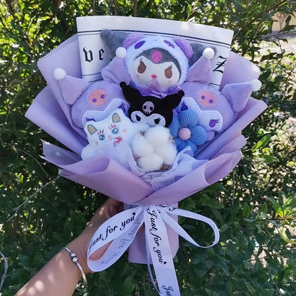 Sanrio Kuromi Plush Flower Bouquet — Soft Plush Doll Gift for Christmas, Valentine's Day, Birthday & Wedding Party