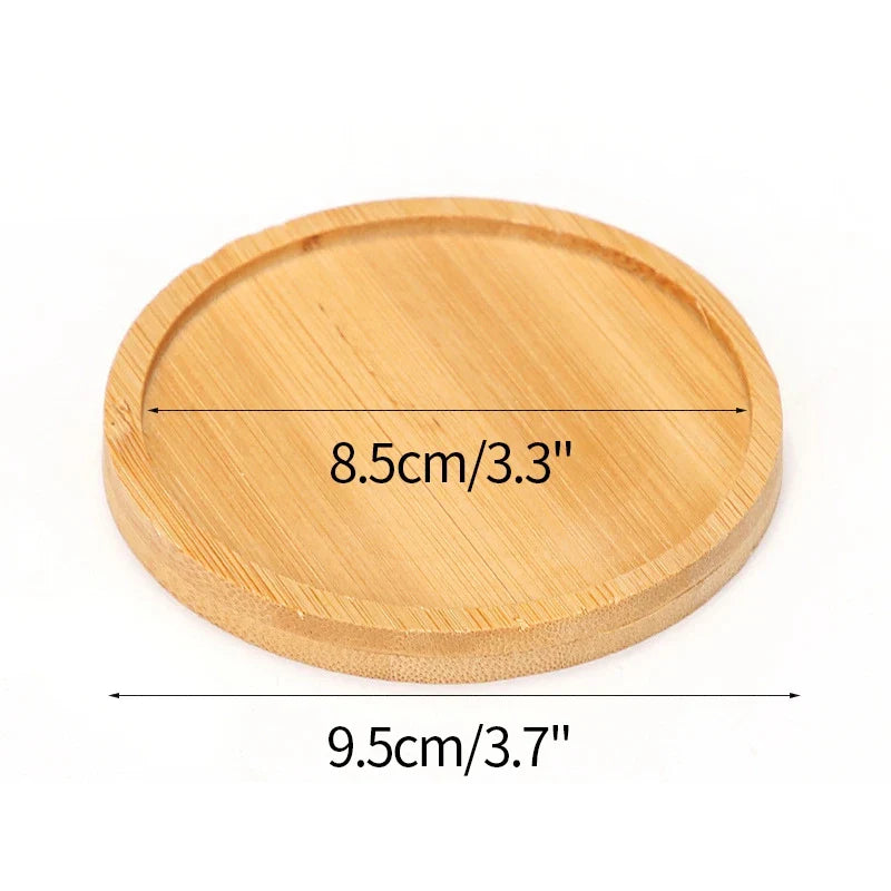 Mini Bamboo Tray Coaster – Wooden Saucer Plate for Flower Pots, Cups, and Coffee, Creative Kitchen & Home Decor Mat