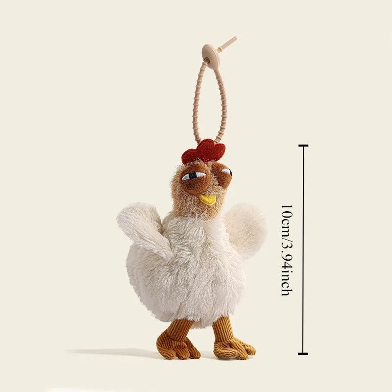 Fur Chicken Plush Bag – Funny Ugly Hen Shaped Handbag, Kawaii Satchel Purse with Pendant Keychain for Women Birthday Gifts