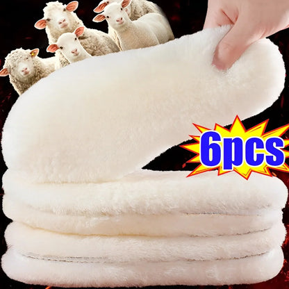 Unisex Sheepskin Wool Insoles — Natural Fur Winter Shoe Pads for Men, Women & Children