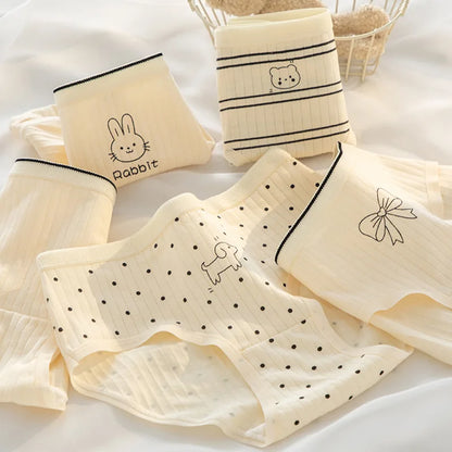 5-Piece Cotton Panties Set – Strawberry Bear Cartoon Girls’ Briefs, Sexy Women’s Underwear & Lingerie