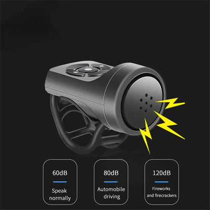 USB Rechargeable Electric Bike Bell & Motorcycle Horn – 4 Modes Mountain Bicycle Anti-Theft Alarm Cycling Accessory with Loud Sound Alert