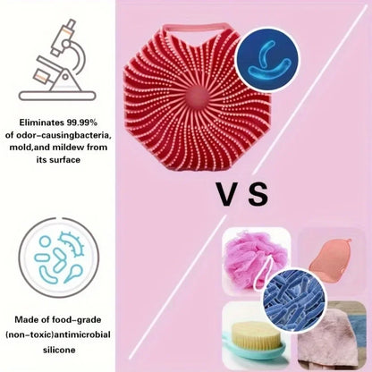 Polygonal Silicone Shower Brush – Handheld Body Scrubber for Skin Cleaning & Scalp Massage
