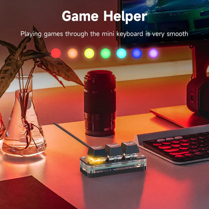 RGB 3-Key Mini Macro Keyboard — Hotswap Keypad for Photoshop, Gaming & Programming