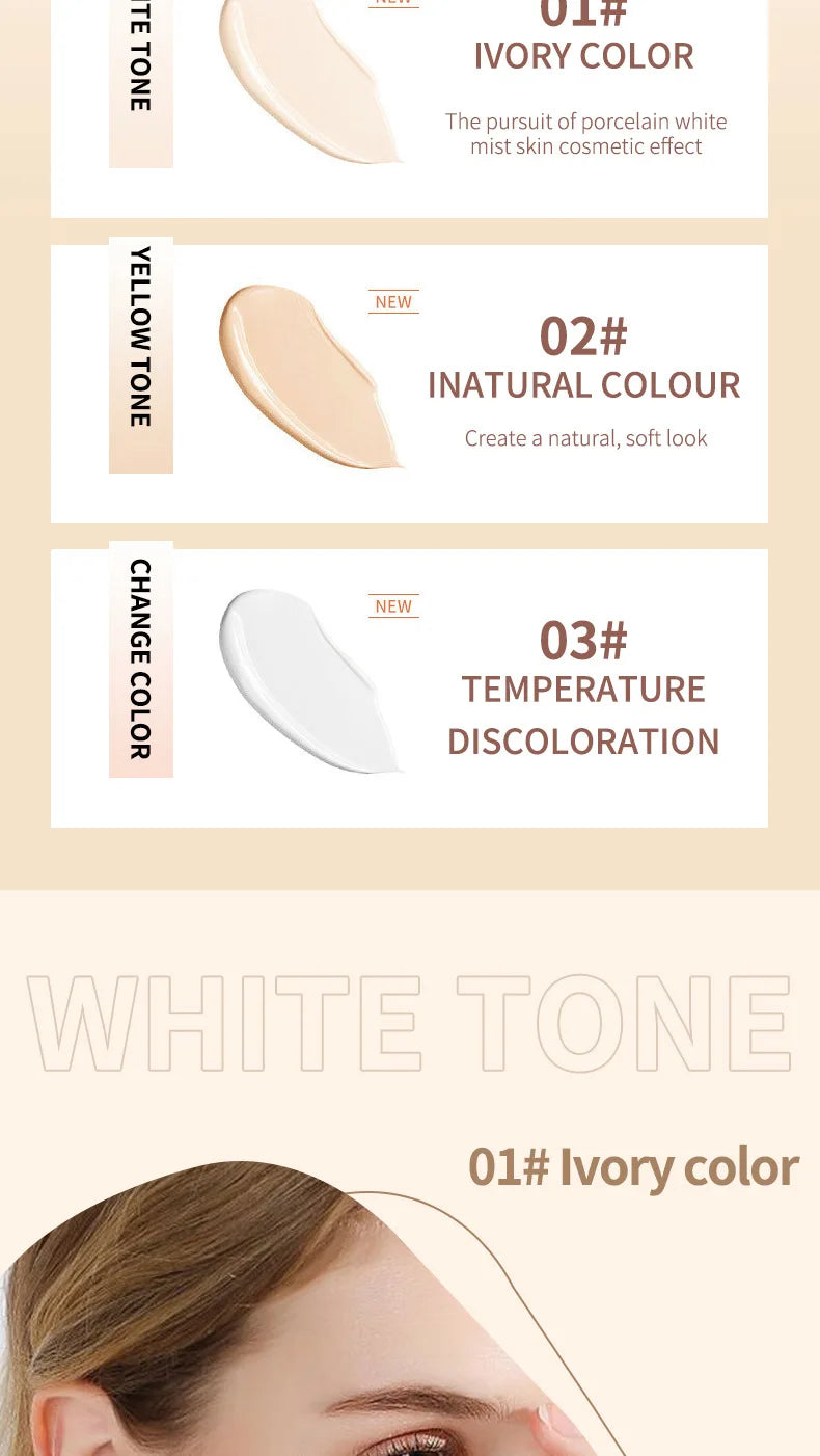 Color Changing Liquid Foundation – Concealer, Face Primer, Long-Lasting Moisturizing BB Cream Base Makeup for Women