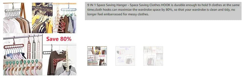 9-Hole Multi-Function Clothes Hanger Organizer – Space-Saving Folding Magic Rack for Scarves & Clothes