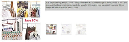 9-Hole Multi-Function Clothes Hanger Organizer – Space-Saving Folding Magic Rack for Scarves & Clothes