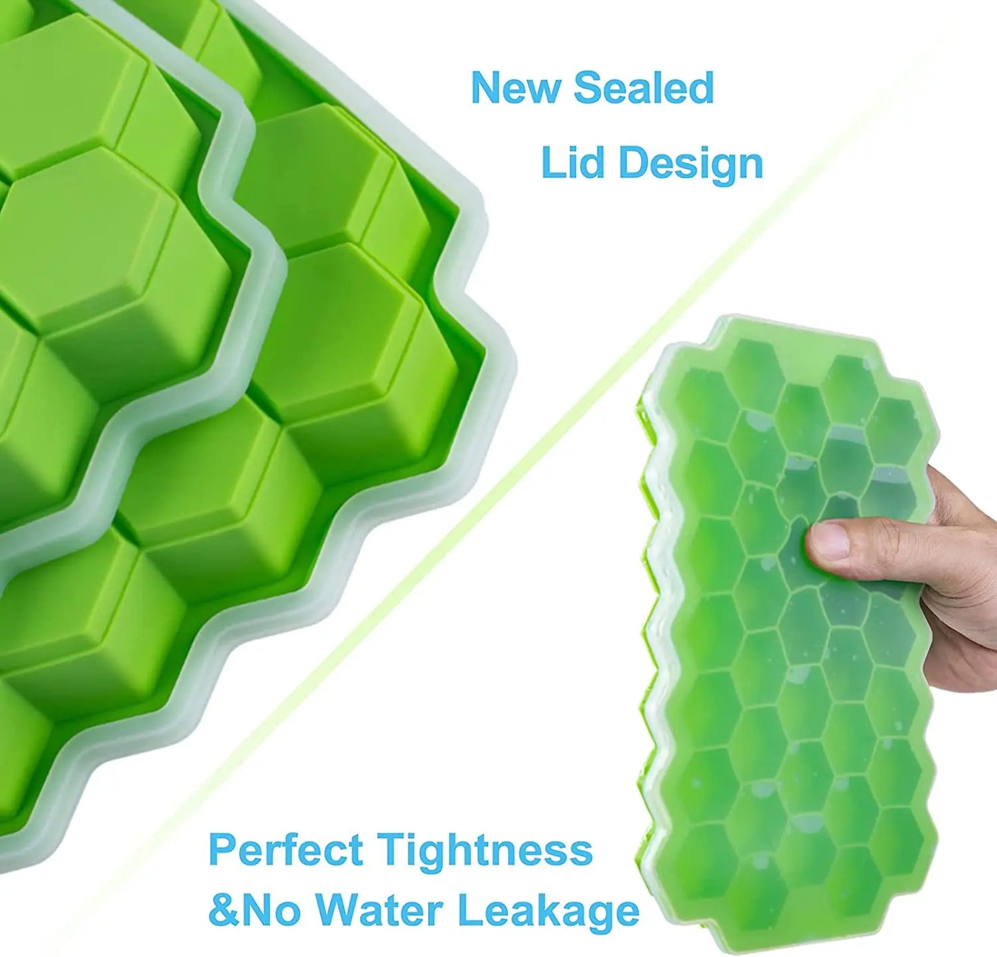 37 Grid Honeycomb Silicone Ice Cube Mold | Large-capacity Ice Tray Mold | Reusable Food Grade Ice Maker with Lids | Popsicle Mould