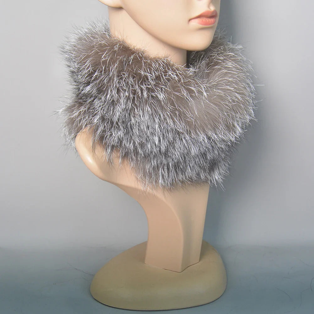 2025 Real Fox Fur Scarf and Headband – Luxury Winter Neck Warmer for Women, 100% Natural Fur, Elastic Ring Muffler