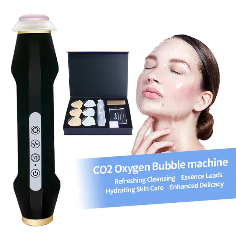 2024 Handheld CO2 Bubble Pen - Rechargeable Oxygenation Facial Machine with Skin Tightening & Oxygen Facial Kit