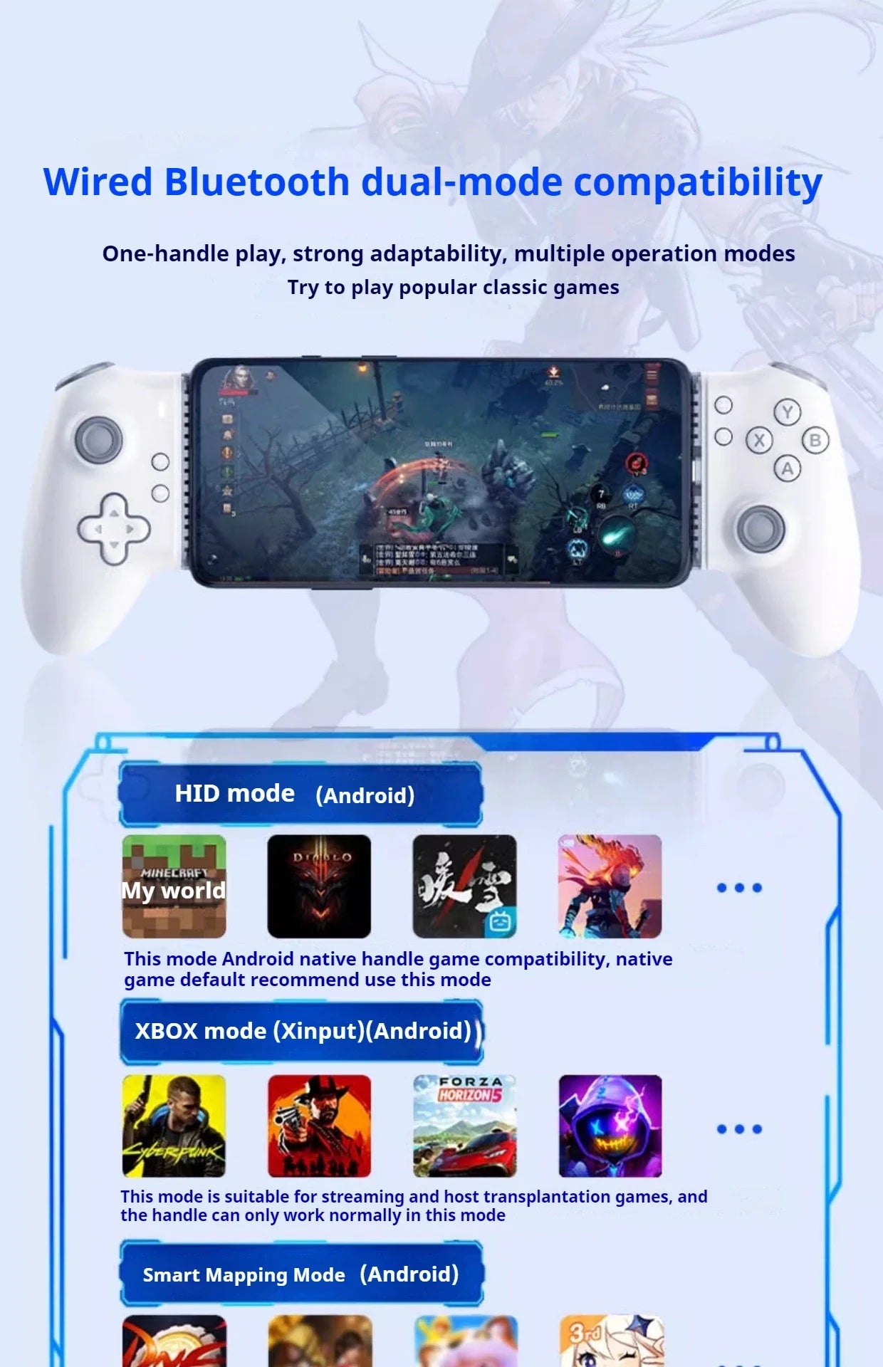 Memo S3 Gamepad Type-C Mobile Controller – Hall Effect Stretch Handle, Joystick for Android, PS Cloud Gaming, Customizable