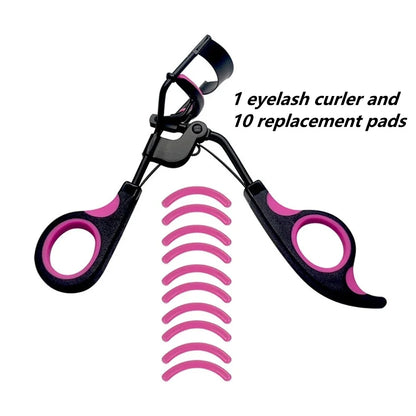 Professional Eyelash Curler with 10 Replacement Pads — Women’s Eyelashes Curling Tweezers & Makeup Beauty Tool