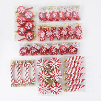6PCS Christmas Candy Cane & Lollipop Hanging Ornaments – Festive Tree Pendants for Home Holiday Decor