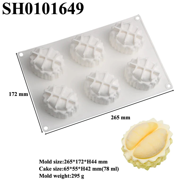 SHENHONG Silicone Fruit Mousse Cake Molds – Orange, Apple, Pear, Mango, Strawberry & Durian Dessert Decorating Tools