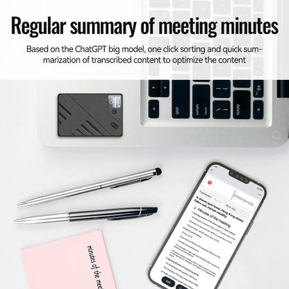 AI Smart Voice-to-Text Recorder — GPT Audio Dictaphone with App Control for Lectures, Calls, Meetings & Interviews