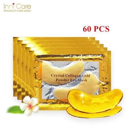 InniCare Crystal Collagen Gold Eye Masks – 50/60/80/100 Pcs Anti-Dark Circle Beauty Patches for Eye Skin Care, Korean Cosmetics