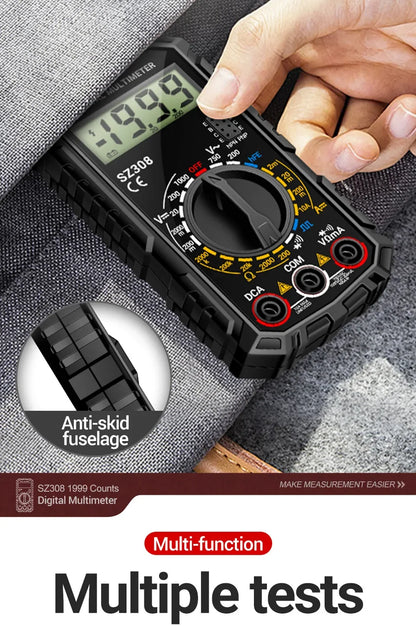 ANENG SZ308 1999-Count Multimeter — HFE Triode Tester, Square Wave Voltmeter & 10A Current Meter